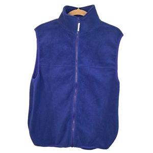L.L. Bean Unisex Blue Full Zip Fleece Vest with Pockets Size Large (14-16)